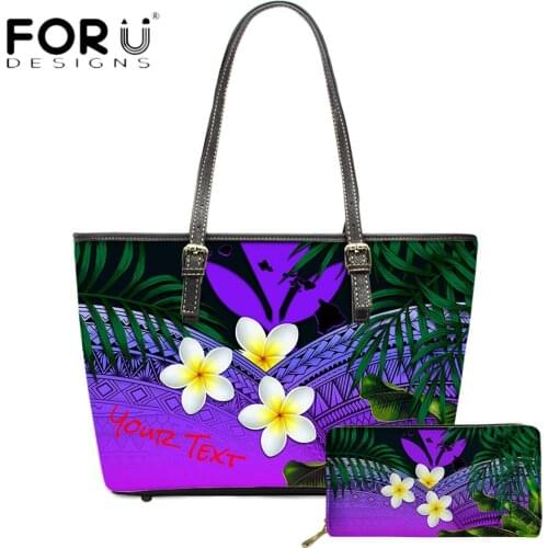 FORUDESIGNS Fashion Women Luxury Handbag And Purse Hawaii Plumeria Polynesian Tribe 3D Print Beach Lady Shoulder Bolsa Femme
