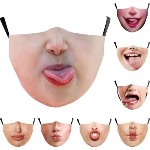 Fashion Halloween Cospaly Fun Women Face-Mouth Masks Masque Gift Spoof Funny Adult Mask Unisex Breathable Protection Party Mask