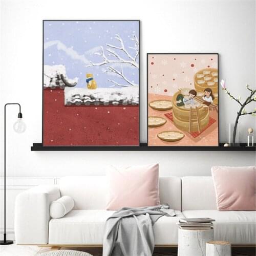 Cartoon Four Seansons Landscape Canvas Posters Wall Art Prints Modern Baby Paintings Nordic Kid Bedroom Home Decoration Picture