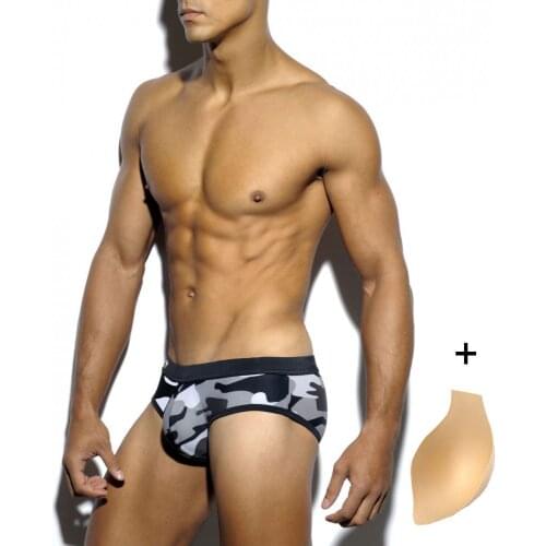 Camouflage Swimming Trunks Mens Swimsuit With Push Pad Europe And America Sexy Summer Swimming Sports Low Waist Beach Spa Pants