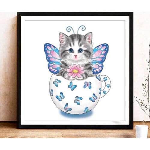 DIY 5D Mosaic Cat Animal Part Drill Special Shape Diamond Resin Painting Kit Rhinestone Drawing Room Decor Picture Gift
