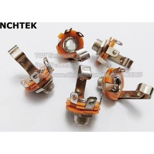 NCHTEK 6.3mm 1/4" Mono Audio Phone Jack Panel Chassis Mount washers nuts Closed Circuit, 100pcs , Free shipping
