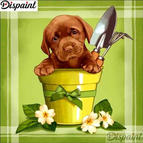 Dispaint Full Square/Round Drill 5D DIY Diamond Painting "Animal dog flower" Embroidery Cross Stitch 3D Home Decor Gift A12521