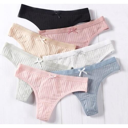 New Ladies Sexy Thongs Japanese Cotton Crotch Low-Waist Underwear Women 7 Colors G String Factory Sales Drop Shipping wt114