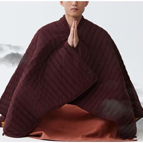 Autumn&Winter warm buddhist shaolin monk kung fu cape zen buddha abbot suits lay meditation cloak uniforms