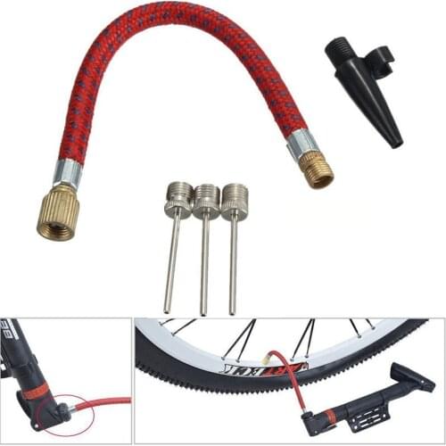 1set Bike Tyre Hand Air Pump Inflator Replacement Hose Tube Rubber For Tire Valve Adapter Bicycle Accessories with ball needle