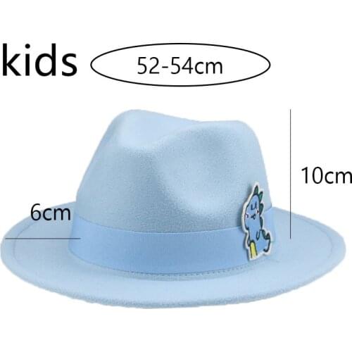 Kids Hat Fedoras Band Dinosaur Cartoon Pattern Hats for Women Small 52cm 54cm Boys Girls Child Fedora Hat New Sombreros De Mujer