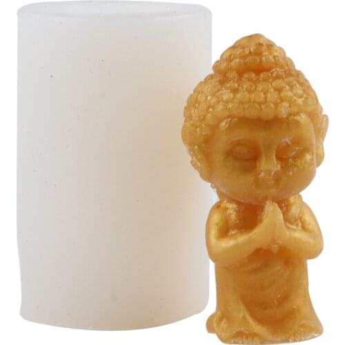 3D Buddha Shaped Silicone Candle Mold Handmade Aromatherarpy Gypsum Resin Crafts Soy Wax Candle Mould Making Decoration Tool