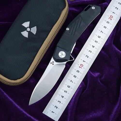 LEMIFSHE JK3217GB Flipper D2 steel blade G10+steel handle outdoor hunting pocket kitchen fruit folding knife EDC tool