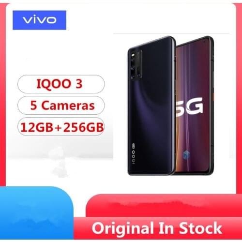 In Stock Vivo IQOO 3 5G Smart Phone Snapdragon 865 Android 10.0 6.44" 2400x1080 12GB RAM 128GB ROM 48.0MP Screen Fingerprint