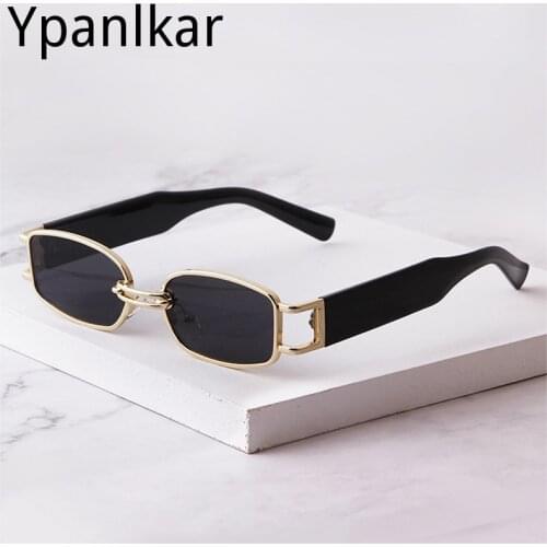 Unisex Rectangular Hip Hop Sunglasses Vintage Metal Square Luxury Sun Glasses Men Women Rectangle Uv400 Driver Goggles Eyewear