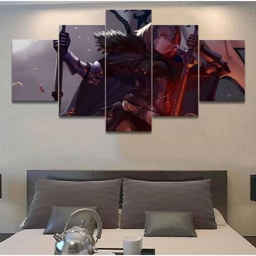 Modern HD Printed Oil Painting Canvas Home Decor 5 Panels Anime Fate Grand Order Ruler Poster Frame Modular Wall Art Pictures