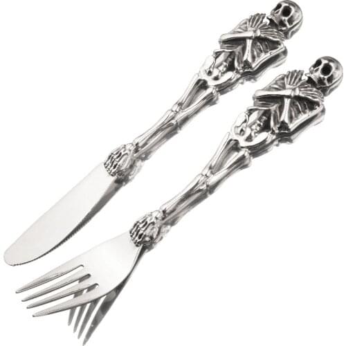 Stainless Steel Steak Knife Hip Hop Skeleton Knives Personality Steak Fork Cool Table Knife Table Fork