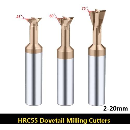 BEYOND Dovetail Milling Cutter HRC55 Coated Tungsten Steel Carbide Slotting End Mills 75° 60° 45° Chamfering CNC 1pcs 2-20mm