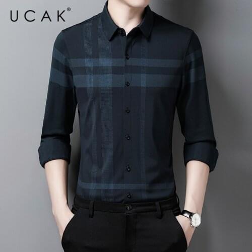 UCAK Brand Streetwear Long Sleeve Shirt Men Clothes Spring Autumn New Arrival Casual Turn-down Collar Striped Shirts Homme U6164