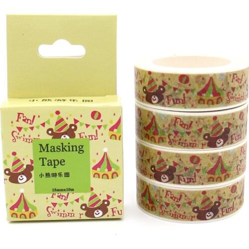 Box Package Kawaii Bear Amusement Park Washi Tape Masking Tape Decorative Scrapbooking Adhesive DIY Sticker Label Tape 10m*15mm