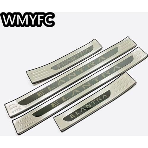 Stainless Steel Inner or Outer Door Sill Scuff Plate Guard Sills Protector Trim For Hyundai Elantra 2020 2021 2022 CN7