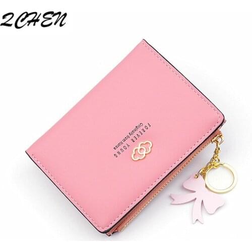 Womens wallet Cute Fashion soft skin Purse Leather Short Zip Wallet Korean Coin Card Holder Leather Card Female Clutch 412
