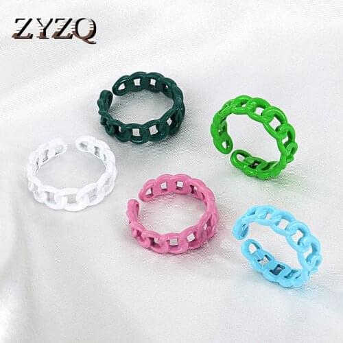 ZYZQ Minimalist Female Multicolor Chain Open Ring Charm Wedding Rings For Women Cute Hollow Twist Design Engagement Ring