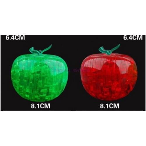 DHL 100pcs Apple Shape Puzzles For Children Non-Luminance Puzzle 3D Crystal Puzzle Jigsaw Assembly Model Toys