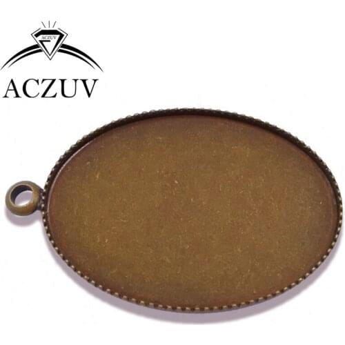 200pcs Antique Bronze 13x18mm 18x25mm 30x40mm Teeth Oval Pendant Tray Bezel Pendant Blank Pendant Base Cabochon Setting OTB007