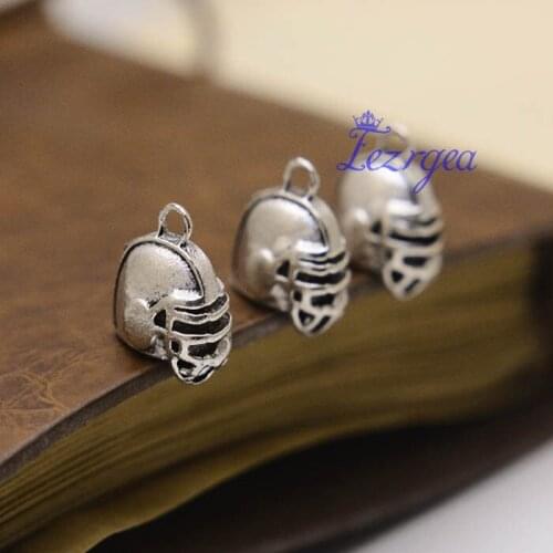 30pcs/lot--16x12mm, Helmet charms, Antique silver plated 3D Helmet pendant/charms,DIY supplies, jewelry making