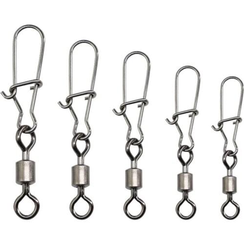 30PCS/Lot Snap Stainless Steel Fishing Lure Rolling Swivel Fishing Hook Connector Pin Fishing Accessories