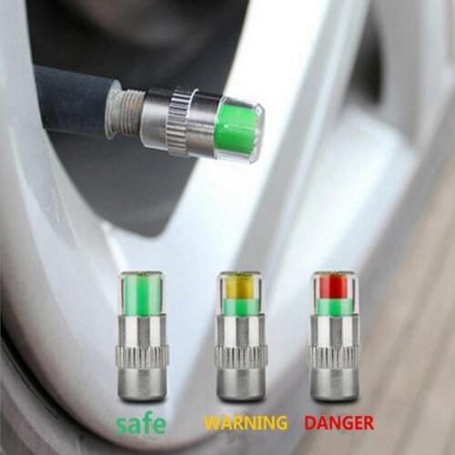 4 Pcs 2.4 Bar Car Tyre Pressure Sensor Monitoring Valve Cap Sensor Indicator 3 Color Eye Alert Tire Pressure Monitoring System
