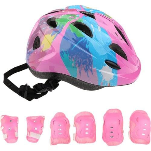 7 pcs/set Cycling Skating Skateboard Helmet Elbow Knee Wrist Pads Kids Children Bike Bicycle Roller Scooter Protective Set