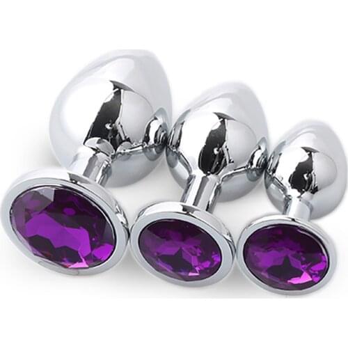 Anal plug,metal anal plug set butt expander 3 Pcs Crystal Sex Toys Products for woman