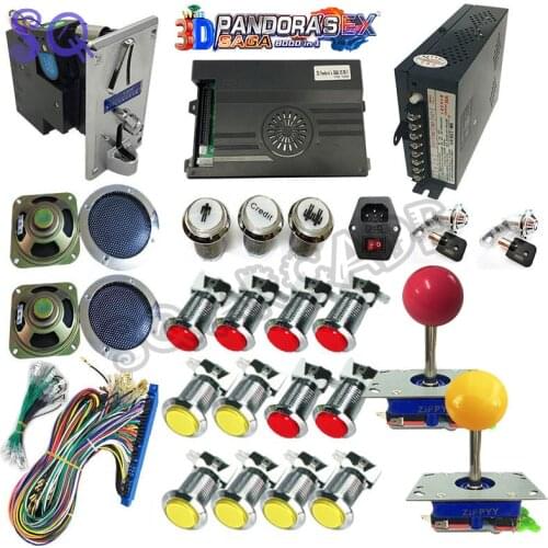 3D Pandora Saga EX Box 10000 in 1 Arcade Game DIY Kit Joystick Led Lights Push silver Button Retro arcade Cabinet 2 Players