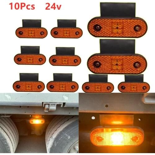 10x 4LED amber 24V truck Side marker light +bracket Rear clearance Lamp for Trailer Lorry tractor For Scania DAF Volvo truck