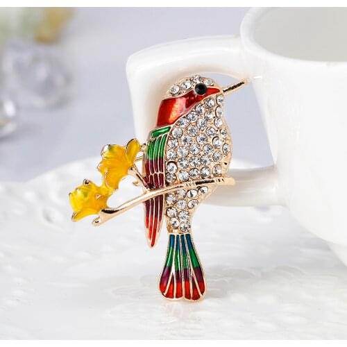 Fashion Drop Oil Crystal Bird Shape Brooches Resin Brooch Pins for Girls Women Party Jewelry Gifts