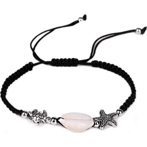 Natural Shell Beads Rope Woven Adjustable Bracelets Starfish Turtle Charm Bracelet Bangle Jewellery Gifts