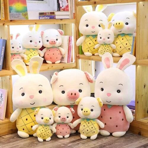 25cm Cute Pineapple Pig Doll Pig Pillow Little Strawberry Pig Doll Bunny Plush Toy Christmas Gift Free Shipping
