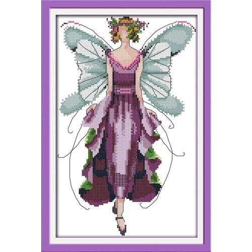 Violet fairy cross stitch kit cartoon beauty print stamped 14ct 11ct hand embroidery DIY handmade needlework supplies bag