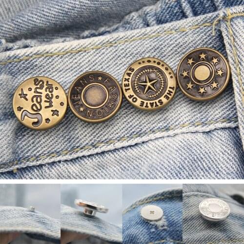 HENC 6pcs Snap Fastener Metal Jeans Buttons For Clothing Perfect Fit Adjust Self Increase Reduce Waist Jacket Sewing Accessories