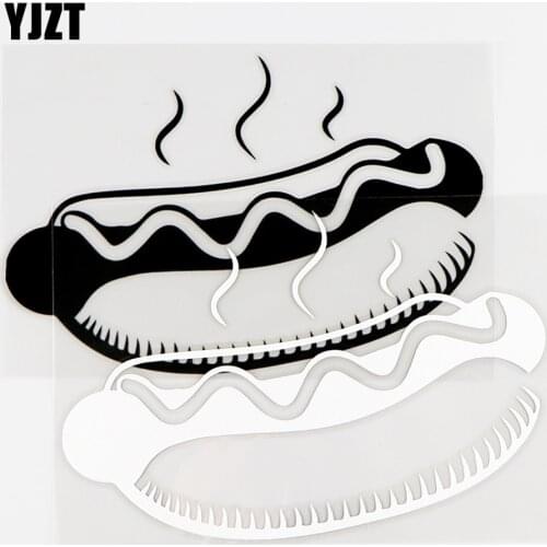 YJZT 13.9×9.5CM Personalized Car Stickers Delicious Hot Dog Vinyl Decal Car Styling Black / Silver 10A-0715