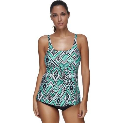 Two Piece Swimsuit Swimsuit Plus Size Swimwear Swimming Suit for Women Wire Free with Pad Print Biquinis Feminino 2019 Bikini
