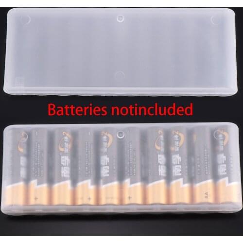 1PC White 10 Grid Battery Holder Case Organizer Container AA Batteries Storage Box Holder Hard Case Cover Battery Holder