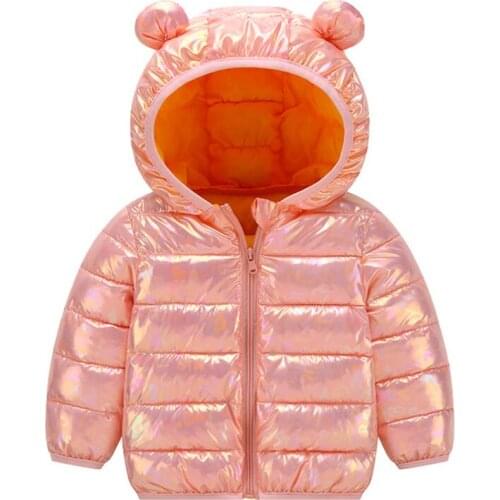 LZH Kids Jacket 2020 Autumn Winter Bright Surface Jacket For Girls Cute Hooded Warm Coat For Girl Clothes Cardigan Children Coat