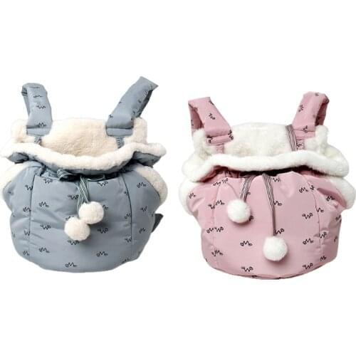 Pet Cute Carrier Bag Warm Front Hanging Chest Pack Semi-Closed Shoulder Backpack for Outdoor Carrying