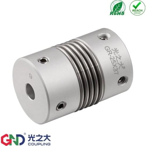 GR Aluminum Alloy Bellows Top Series shaft coupling D16 L27; d1 d2 have 4/5/6/6.35/7/8mm