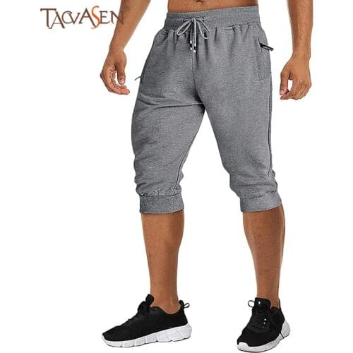 TACVASEN 3/4 Sweatpants Mens Sports Pants Jogging Tracksuit Trousers Training Sportswear Running Joggers Pants with Zip Pockets