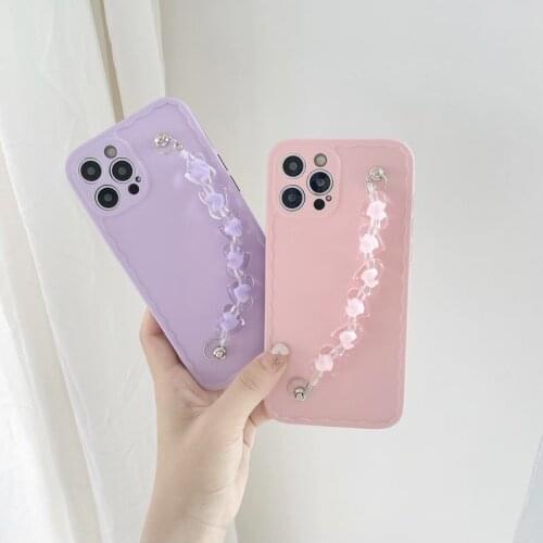 Clear Love Heart Chain Soft Rubber Shockproof Back Phone Case Cover Shell For iPhone 7 8 Plus 11 12 Pro Max XR XS Max Skin