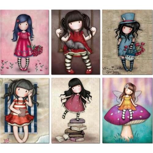 5D Diamond Painting Kits Cartoon Girl Picture Full Square Round with AB Drill Embroidery Cross Stitch Gift Home Decor