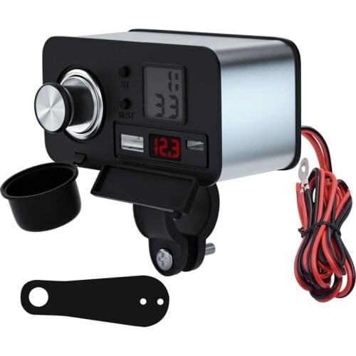 NewUSB Motorcycle Charger PD Quick Charging Digital Voltmeter Adapter Motorbike Equipment for Mobile Phone Motorcycle Boat