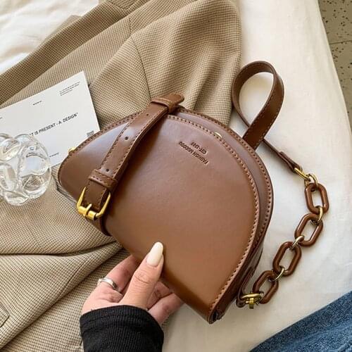 Solid color Flip Saddle bag 2021 Fashion New High-quality PU Leather Women Designer Handbag Vintage Small Shoulder Messenger Bag