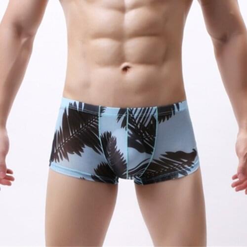 Sexy BoxerShorts Men Underwear Low Rise Underpants Bulge Pouch Boxers Breathable Mans Panties Beachwear Sexy Lingerie Plus Size