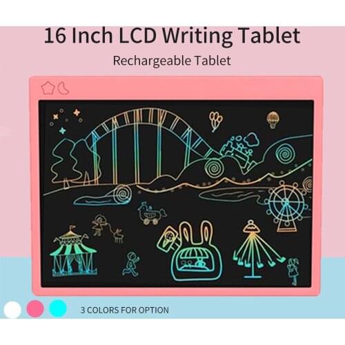 16 Inch LCD Writing Tablet Electronic Digital Drawing Board Rechargeable Writing Pad Single Color Screen One-Click Erase